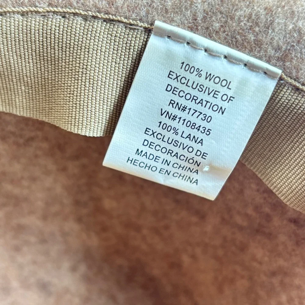 Boho Wide Brim Floppy Sun Hat Wool Feather Trim Winter Western Neutral Women OS